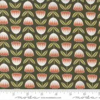 Gratis Versand Meadowmere Forest Metallic Tulip Fields Tulpenstoff – Gingiber by Stacie Bloomfield – Moda Fabrics Patchworkstoffe