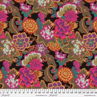 Black Cloisonne Flowers Blümchenstoff – Kaffe Fassett Collective Designerstoffe & Patchworkstoff Meterware Bestpreis