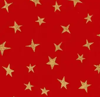 Top-Qualität Gold-Roter Sternchenstoff – Michael Miller Weihnachtsstoff mit Metallic