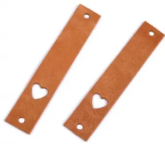 Herzchen Lederlabel – Echtleder Etikett Aufnäher – Natur – 1 Stück Neue Kollektion