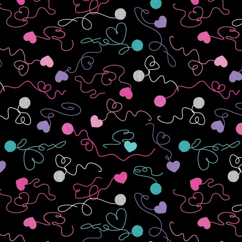 Swirling Yarn Black – Love Ewe More – Benartex Patchworkstoffe – Designer Fabrics Schneller Versand