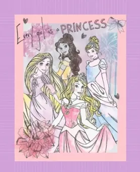 Schnäppchen Original Prinzessinnen Disneystoff PANEL mit Belle, Cinderella, Rapunzel & Dornröschen – Disney’s „Every girl is a princess“ Originalstoff