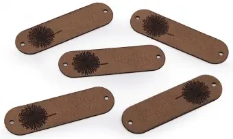 Pusteblume Kunstlederlabel – Kunstleder Etikett Löwenzahn Aufnäher – Dunkelbraun – 1 Stück Online Kaufen