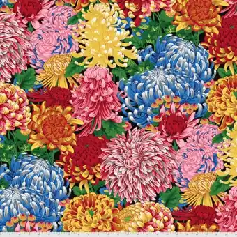 Ab Werk Natural Hokusai’s Mums Blumenstoff – Kaffe Fassett Collective Designerstoffe – Philip Jacobs Patchworkstoff Meterware