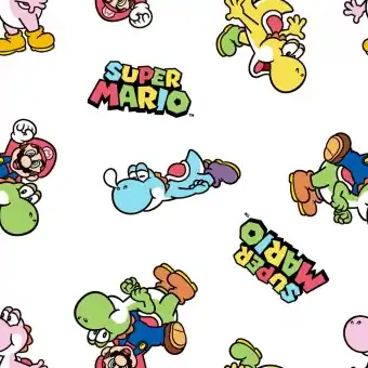 Super Mario and Joshi Motivstoff – Nintendo Lizenzstoff – Patchworkstoff mit Mario, Luigi, Yoshi, Toadstool Neuheit