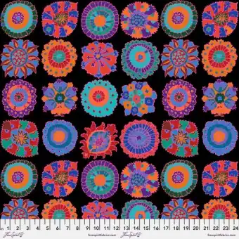 Gleich Bestellen Black Carpet Cookies Blumenstoff – Kaffe Fassett Collective Designerstoffe – Philip Jacobs Spring 2023 Patchworkstoff