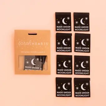 Limited Edition Made under Moonlight – Sarah Hearts Webetiketten – Premium Woven Labels – Tied with a Ribbon Limited Edition