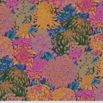 Hot Hokusai’s Mums Blumenstoff – Kaffe Fassett Collective Designerstoffe – Philip Jacobs Patchworkstoff Meterware Heute Kaufen