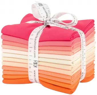 Meistverkauft Melon Ball Palette Fat Quarter Stoffpaket – Kona Cotton Solids Unistoffe Orange- & Pinknuancen