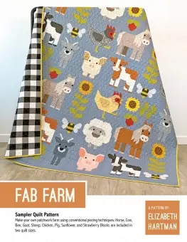 Geprüft Fab Farm Pattern by Elizabeth Hartman – Bauernhoftiere Patchworkdecke Schnittmuster