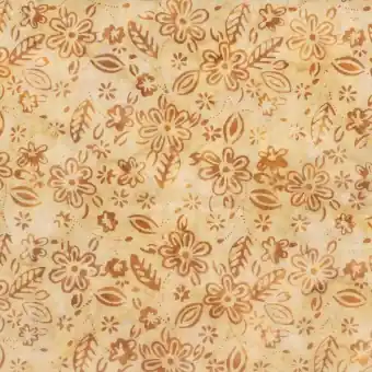 Blümchen & Blätter – Gelber Batikstoff – Yellow Floral & Leaves – Wilmington Balibatiks Patchworkstoffe Kostenloser Rückversand