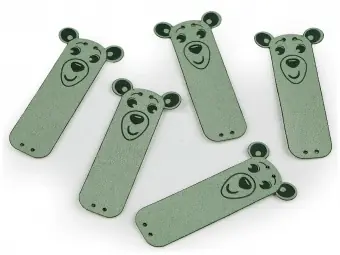 Bärchen Kunstlederlabel – Kunstleder Etikett Aufnäher – Salbeigrün – 1 Stück Kostenloser Rückversand