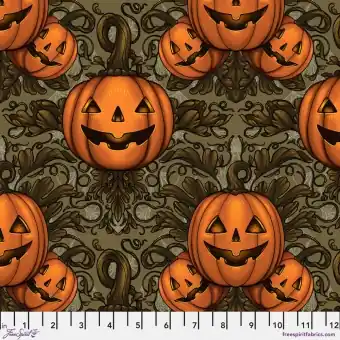 Top-Preis Olive Pumpkin Damask – Rachel Hauer Mystic Moonlight Halloween Designerstoff – Free Spirit Motivstoff