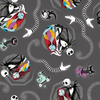 Kracherpreis Nightmare before Christmas Lizenzstoff – Jack Skellington & Sallie Disneystoff / Halloweenstoff