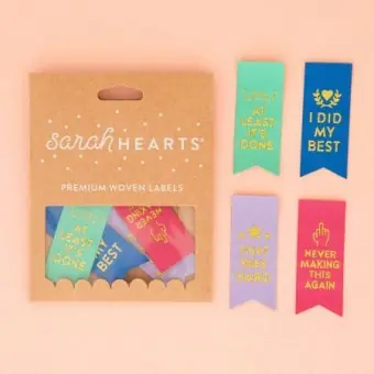 Award Ribbon Mulitpack Woven Labels – Sarah Hearts Webetiketten – Premium Woven Labels – Tied with a Ribbon Limited Edition Sonderaktion