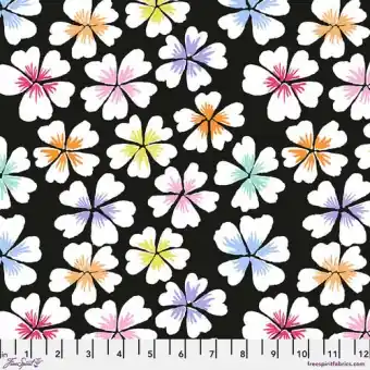 Knallerangebot Black Petals Blumenstoff – Kaffe Fassett Collective Designerstoffe – Spring 2024 Patchworkstoff
