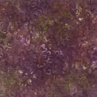 Kostenloser Versand Schnörkel Batikstoff – Purple-Brown-Green- – Wilmington Balibatiks Patchworkstoffe
