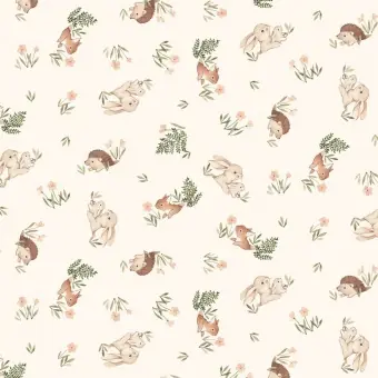 Cremefarbener Waldtierstoff- Cream Little Fawn & Friends by Nina Staizner Collection Kinderstoffe – Dear Stella Patchworkstoffe Preiswert