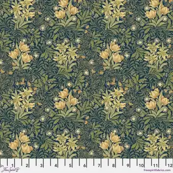 Expressversand Navy Bower Blümchenstoff – Emery Walker’s House – The Original Morris & Co. Lizenzstoff – Free Spirit Fabrics Patchworkstoffe