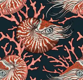 Nobler Nautilus – Rachel Hauer Mariana Designerstoff – Maritimer Free Spirit Motivstoff Highlight