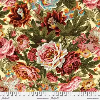 Natural Floral Burst Rosenstoff – Kaffe Fassett Collective Designerstoffe – Philip Jacobs Spring 2023 Patchworkstoff Echt