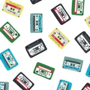 Top-Preis Motivstoff mit Musikkassetten - "Mixed Tape" Musikstoffe - Dear Stella Patchworkstoffe