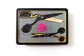 Highlight Limited Edition Set – Schwarz-Goldene Schneiderschere / Stoffschere – Original Tula Pink Hardware – Right Hand Shear 8 inch & 6 inch Straight Scissor Black B-WARE!