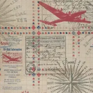 Kostenloser Rückversand Flugzeug-Baupläne & Flugtickets - Red in Transit Airplanes - Tim Holtz Eclectic Elements Patchworkstoffe