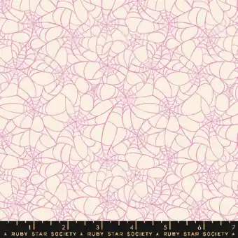 Sofort Bestellen Tangled Web Natural – Glow Garden by Sarah Watts – Ruby Star Society Designerstoff – Schwarzlicht Halloweenstoff
