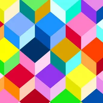 Highlight Überbreiter XXL Tumbling Blocks mit Regenbogenfarben – 108″ Essential Gradations Rainbow Color Cubes by Amandel Wrigley – Überbreiter Rückseitenstoff
