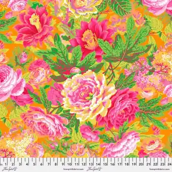 Yellow Floral Burst Rosenstoff – Kaffe Fassett Collective Designerstoffe – Philip Jacobs Spring 2023 Patchworkstoff Begrenztes Angebot