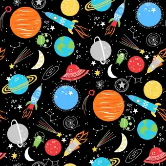 FLANELL! Weltall & Rakten – UFO Playtime Flannel Motivstoff Ausverkauf