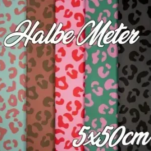 Geprüft 5x 50cm Happy Leo Kunstleder – Cherry Picking Lederimitat Leopardenmuster Meterware