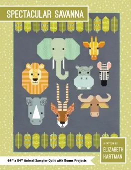 Afrikaquilt Tiere der Savanne – Spectacular Savanna Pattern by Elizabeth Hartman – Safari Patchworkdecke Schnittmuster Bestseller