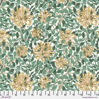 Top-Seller White Honeysuckle Vintage Baumwollstoff – Original William Morris & Company Lizenzstoff – Free Spirit Fabrics Leicester Patchworkstoffe