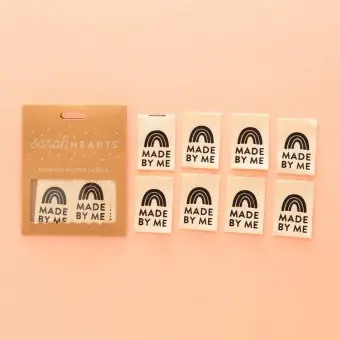 Made By Me Bio-Baumwoll-Labels – Sarah Hearts Webetiketten – Premium Woven Labels – Organic Cotton Echt