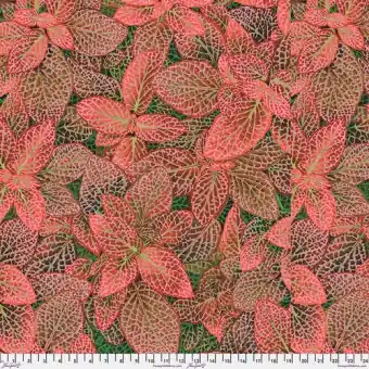 Red Fittonia Leaves Blätterstoff – Phillip Jacobs for Kaffe Fassett Collective Designerstoffe – Fall / Winter 2024 Patchworkstoffe Highlight
