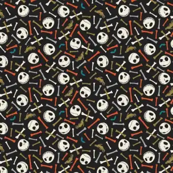 GLOW IN THE DARK Nightmare before Christmas Lizenzstoff – Jack Skellington Original Disneystoff / Halloweenstoff – FLANELL! Schneller Versand