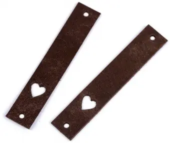 Bestseller Herzchen Lederlabel – Echtleder Etikett Aufnäher – Dunkelbraun – 1 Stück