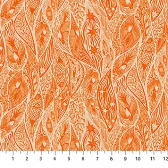 Current – Tangerine Orange Blumenstoff – Anna Maria Shooting Star Vintage Collective Designerstoffe – Patchworkstoff Meterware Schnäppchen