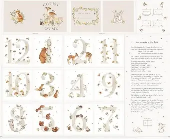 Waldtier Stoffbuch-Panel – White Count on Me Little Fawn & Friends by Nina Staizner Collection Kinderstoffe – Dear Stella Patchworkstoffe Solange Der Vorrat Reicht