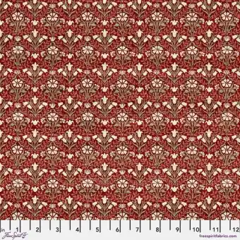 Red Bellflowers Baumwollstoff – Original William Morris & Company Lizenzstoff – Free Spirit Fabrics The Cotswold Holiday Collection Patchworkstoffe Neue Ware