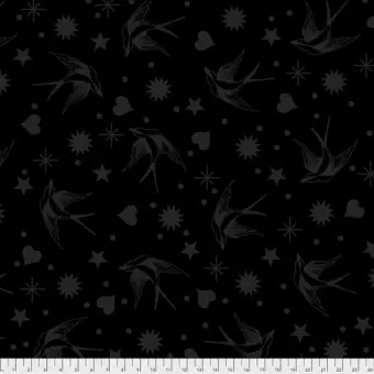 Ab Werk Ink Fairy Flakes Tiermotivstoffe – Linework Tula Pink Designerstoff – Schwarz-Weiße FreeSpirit Patchworkstoffe
