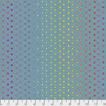 Peacock Hexy Rainbow Hexagonstoff – True Colors Tula Pink Basicstoffe – FreeSpirit Patchworkstoffe Preiswert