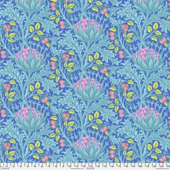 Blue Artichoke Blumenstoff – Kaffe Fassett X The Original Morris & Company – Limited Edition Crossover Designerstoffe / Patchworkstoffe Handgefertigt