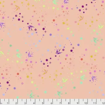 Sherbet Fairy Dust Sternchenstoff mit Schwalben – True Colors Tula Pink Basicstoffe – FreeSpirit Patchworkstoffe Bestpreis