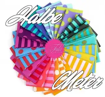 24er Stoffpaket – HALBE METER – Poms & Stripes Tula Pink Designerstoffe – True Colors All Stars FreeSpirit Patchworkstoffe Schneller Versand