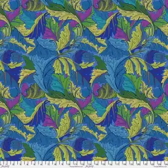 Neue Kollektion Cobalt Acanthus Blumenstoff – Kaffe Fassett X The Original Morris & Company – Limited Edition Crossover Designerstoffe / Patchworkstoffe