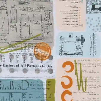 Multi Bluish Newsprint – Zen Chic by Brigitte Heitland – Moda Fabrics Patchworkstoffe Limited Edition