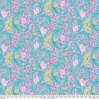 Geld-Zurück-Garantie Aqua Leicester Blumenstoff – Kaffe Fassett X The Original Morris & Company – Limited Edition Crossover Designerstoffe / Patchworkstoffe